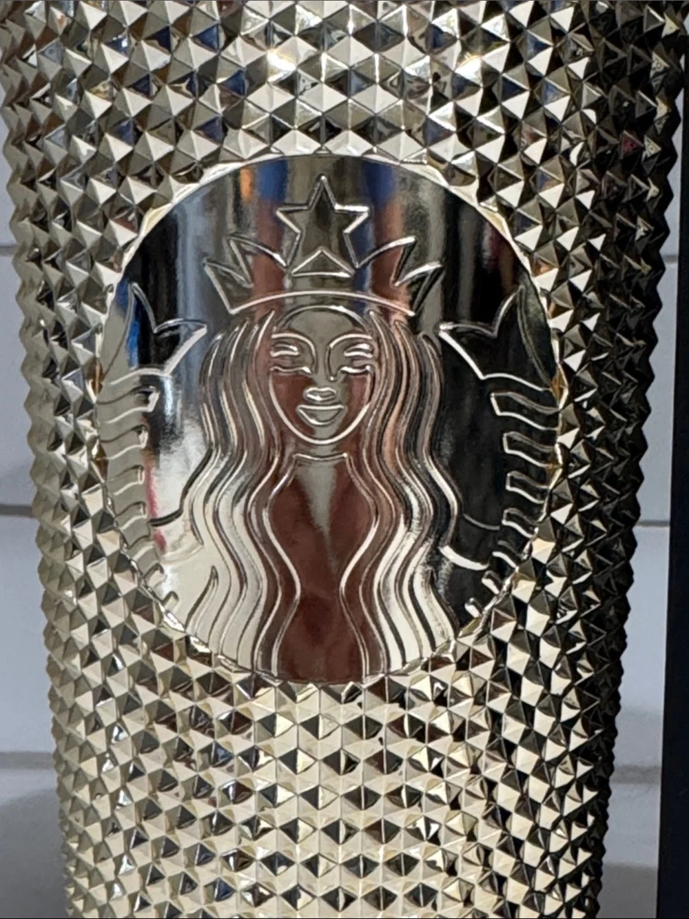 Starbucks Venti Metallic Gold Textured Studded Tumbler Cold Cup with Straw NWT